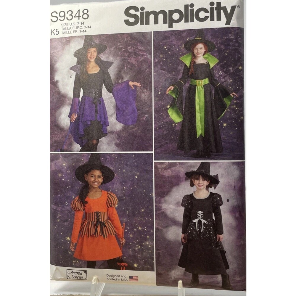 Simplicity S9348 Girls Witch Halloween Costume Sewing Pattern Size 7-14 Uncut